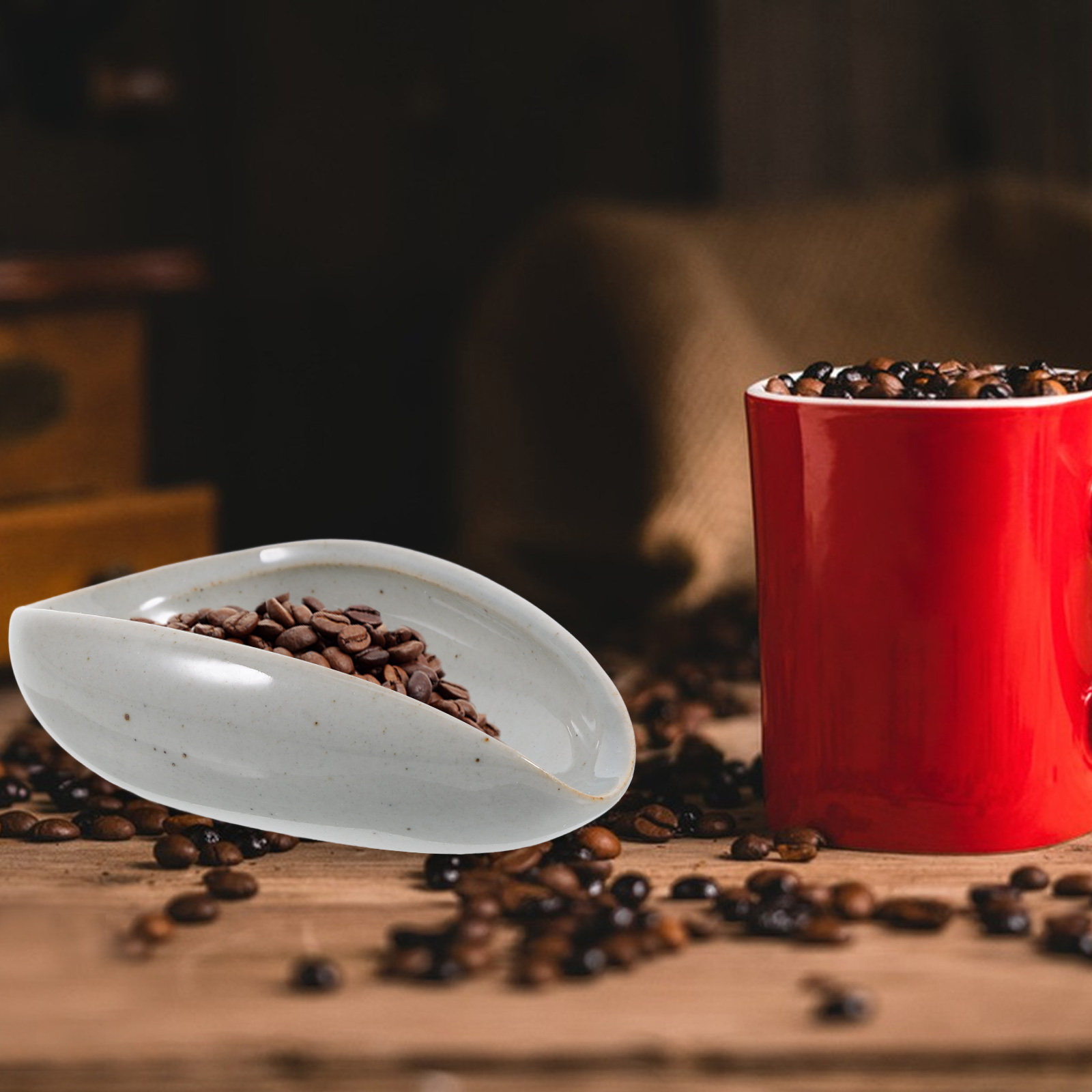 Coffee Tea And Bean - セラミック製コーヒー豆計量トレイ 多機能計量カップ エスプレッソ粉 茶葉用 精密計測 キッチンバー用