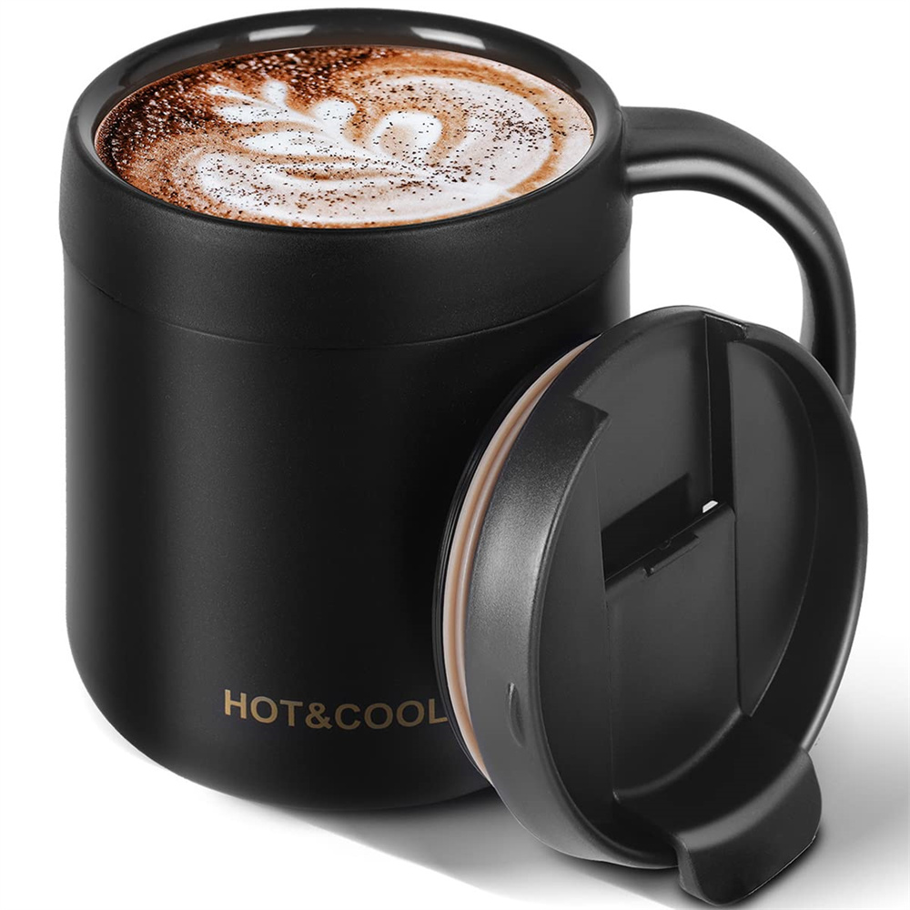 Coffee Tea Exchange - 350/500 ミリリットル断熱コーヒーマグハンドル付きステンレス鋼断熱マグコーヒータンブラー魔法瓶ティーカップリップ付き