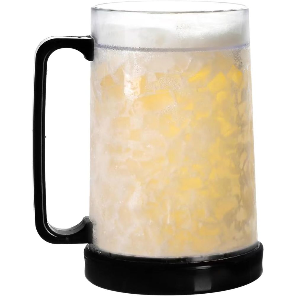 Double Wall Mug - 二重壁ジェルロスティアイスカップ、クリア16オンス、1個セット、ブラック