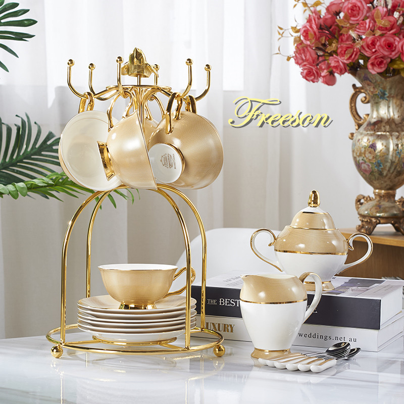 Coffee Tea Sugar - 豪華な磁器のコーヒーセット,金の骨,セラミックカップ,シュガーボウル,ティーポット,グラス