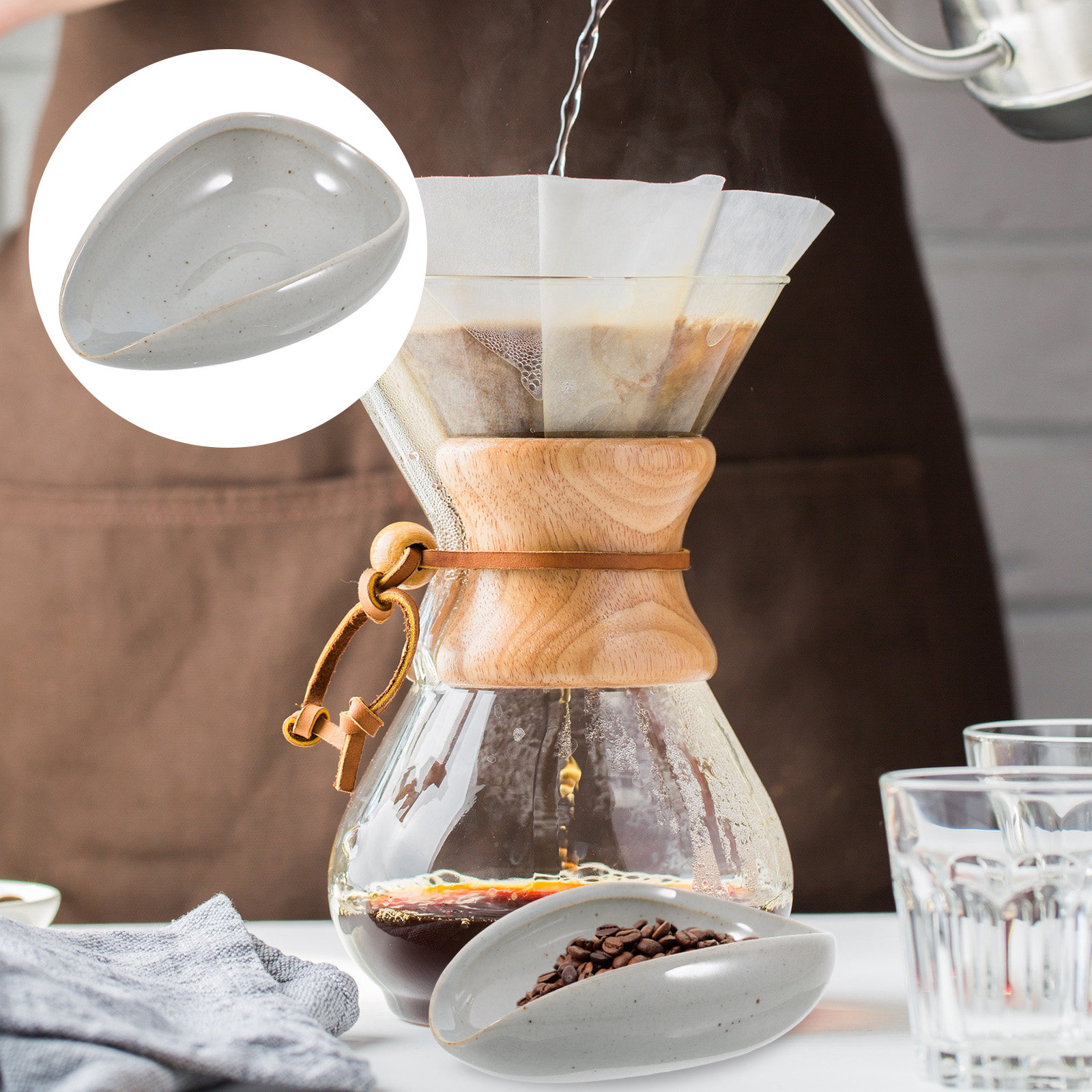 Coffee Tea And Bean - セラミック製コーヒー豆トレイ 多機能計量カップ 計量スプーン 計量ソーサーホルダー コーヒー豆 茶葉