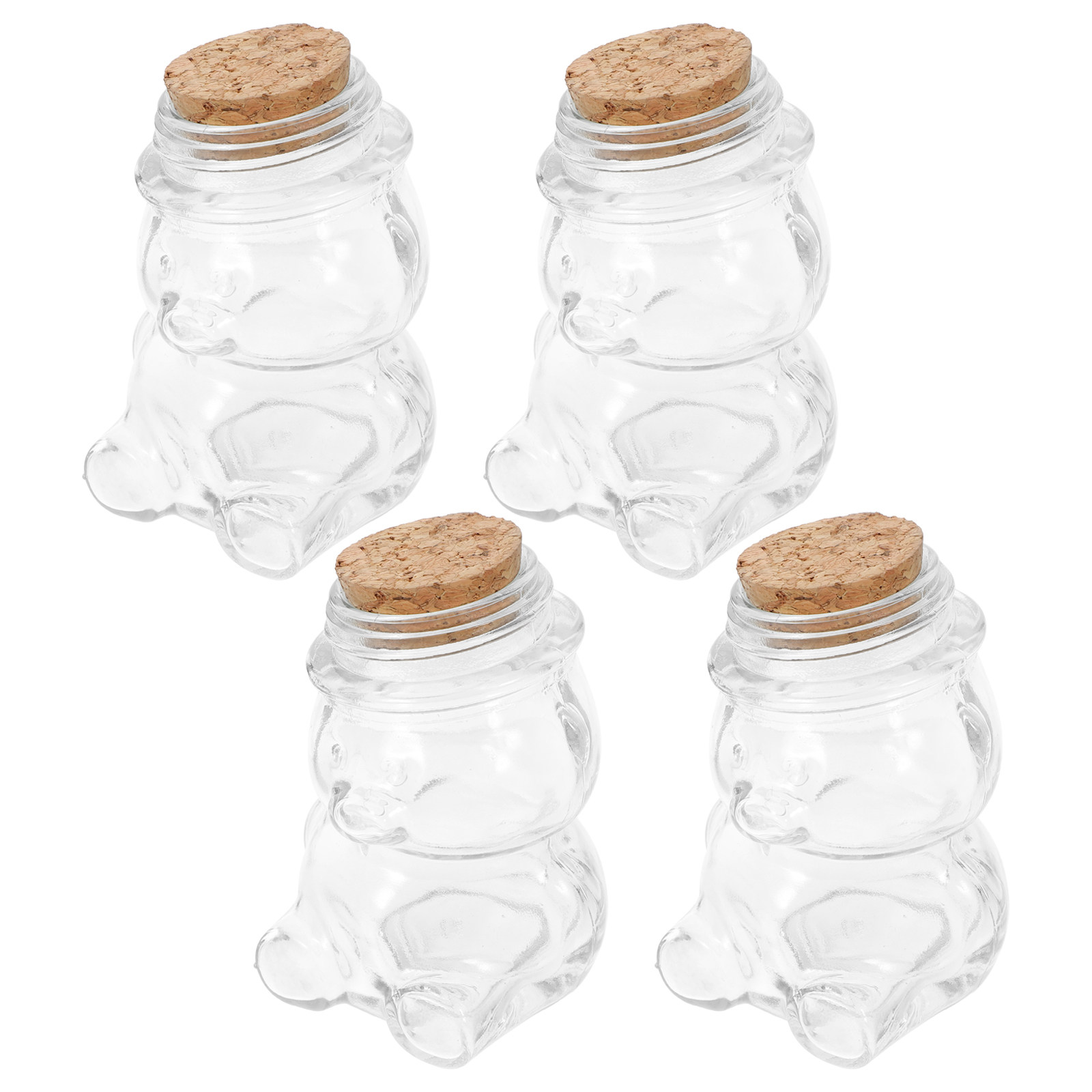 Coffee Tea Sugar - 4個入りガラスキャンディジャーセット 透明な気密食品保存容器 お菓子、ビスケット、紅茶、コーヒー、砂糖、塩、胡椒、ジュエリー用