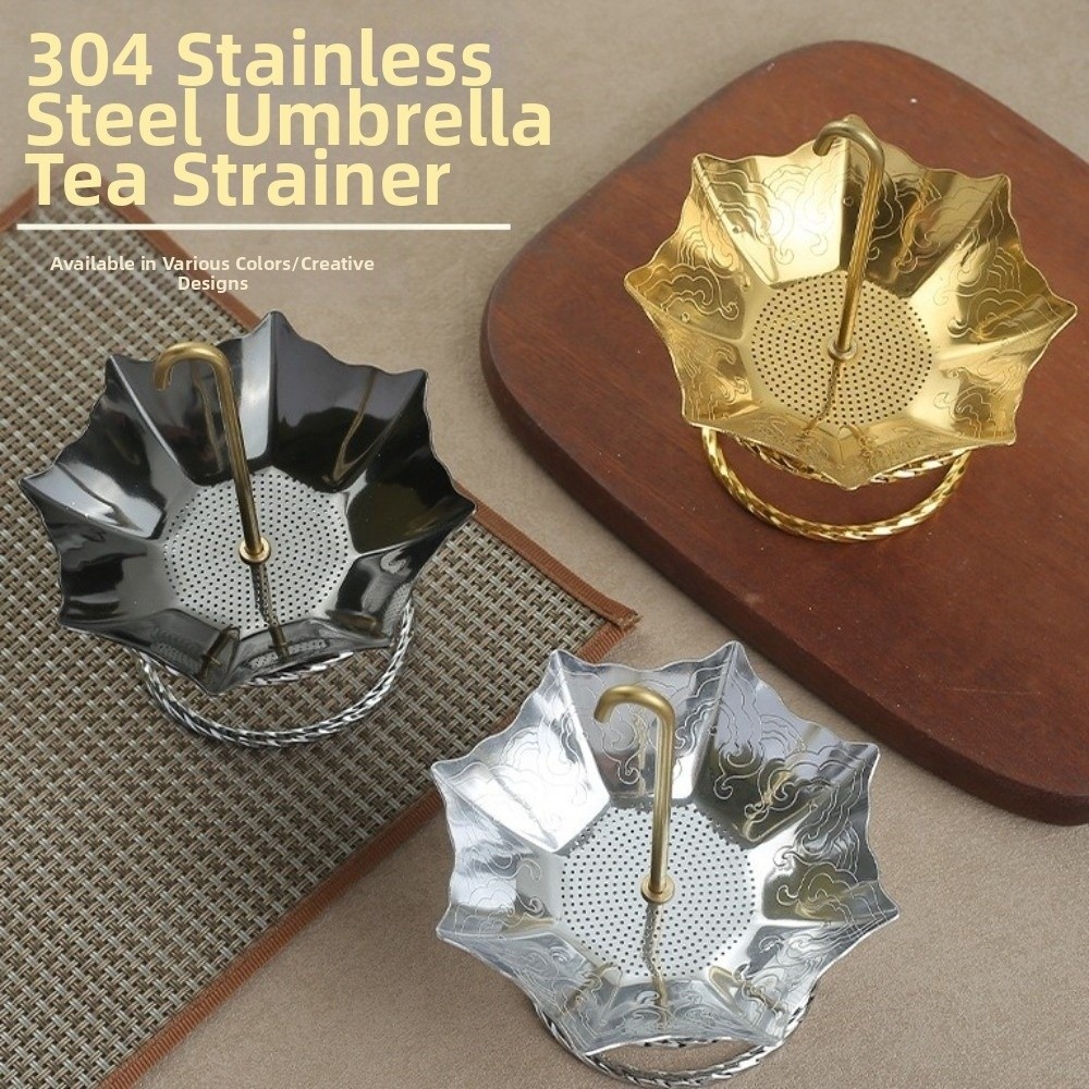 Coffee Tea Infuser - ステンレス製傘型茶こし 伝統的な中国風茶こし 細かいメッシュの茶こし コーヒーかす用