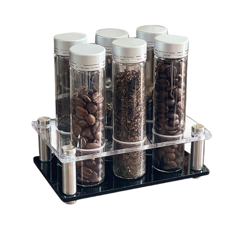 Coffee Tea And Bean - コーヒー豆保存容器ポータブルコーヒー保存瓶ディスプレイラックガラスティーチューブボトルシリコン漏斗エスプレッソツール付き