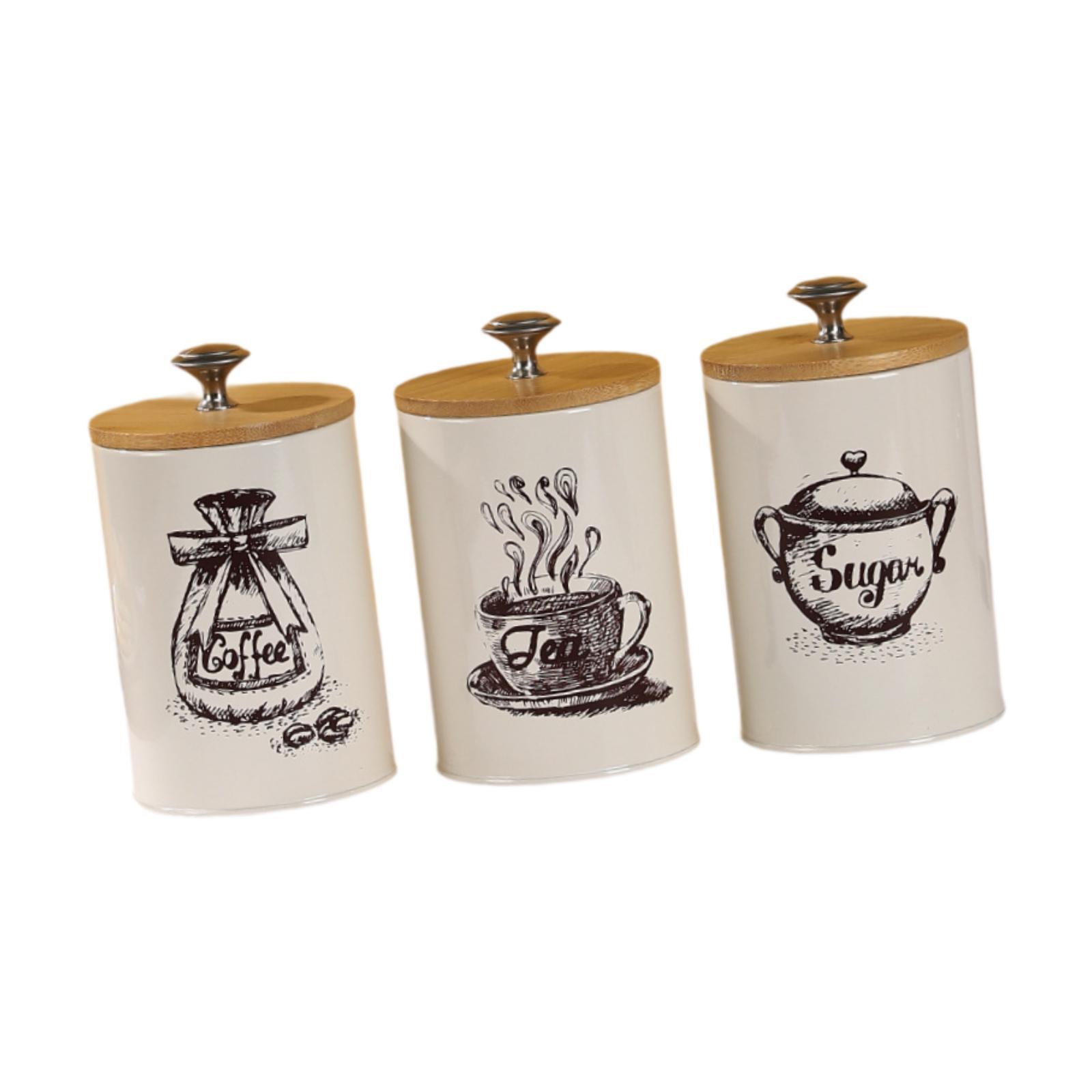 農家風コーヒー・紅茶・砂糖キャニスターセット キッチン装飾  - Coffee Tea And Sugar Canister Set のレビューと価格
