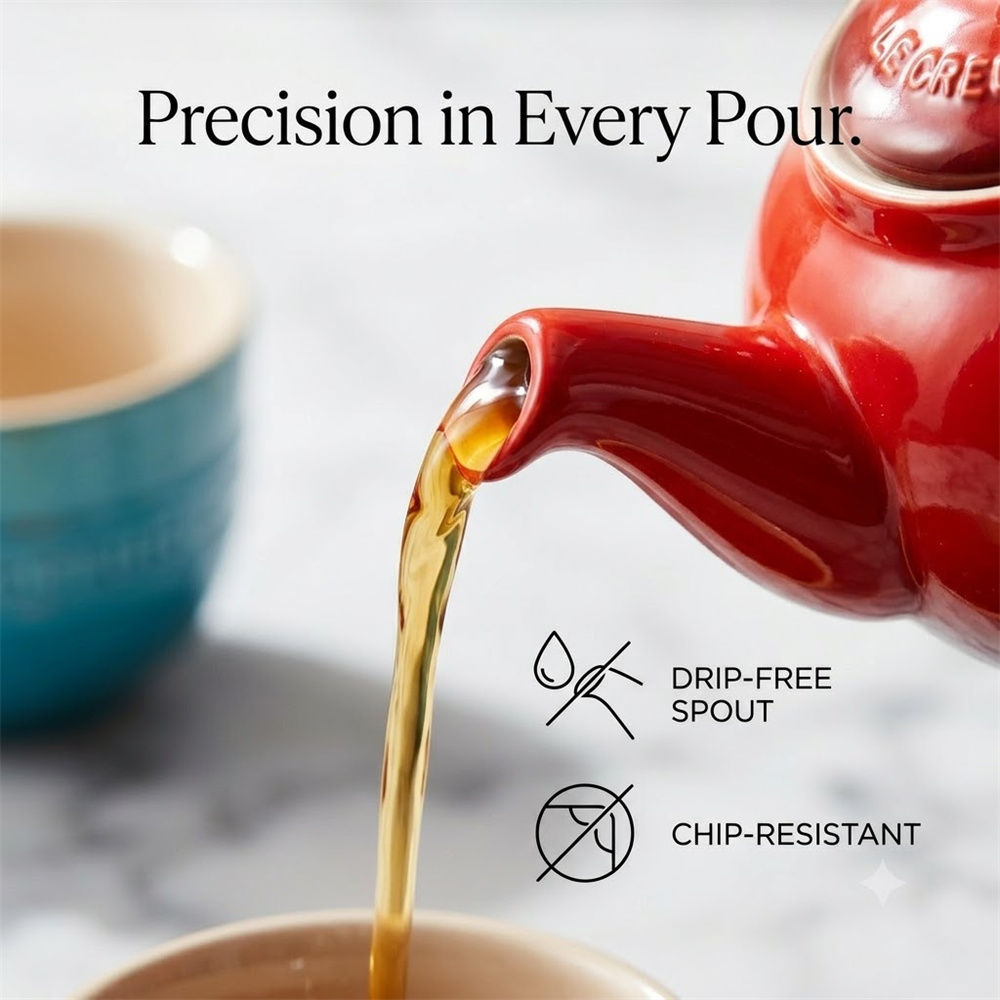 ルクルーゼ製、欠けにくい24オンスのストーンウェアティーポッ - Coffee Tea Organizer のレビューと価格
