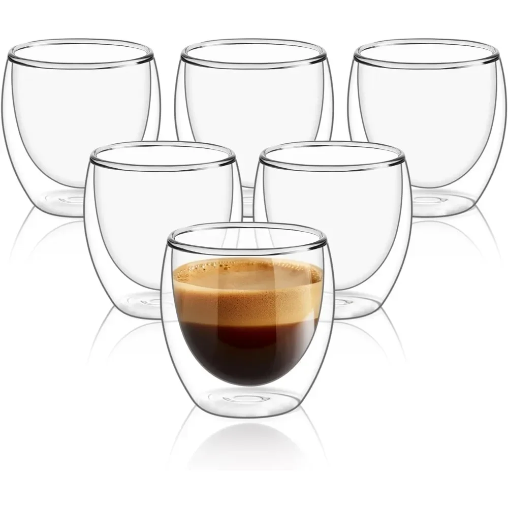 6 個のクリア二重壁ガラスコーヒーマグ 80 ミリリットル/ - Double Wall Mug のレビューと価格