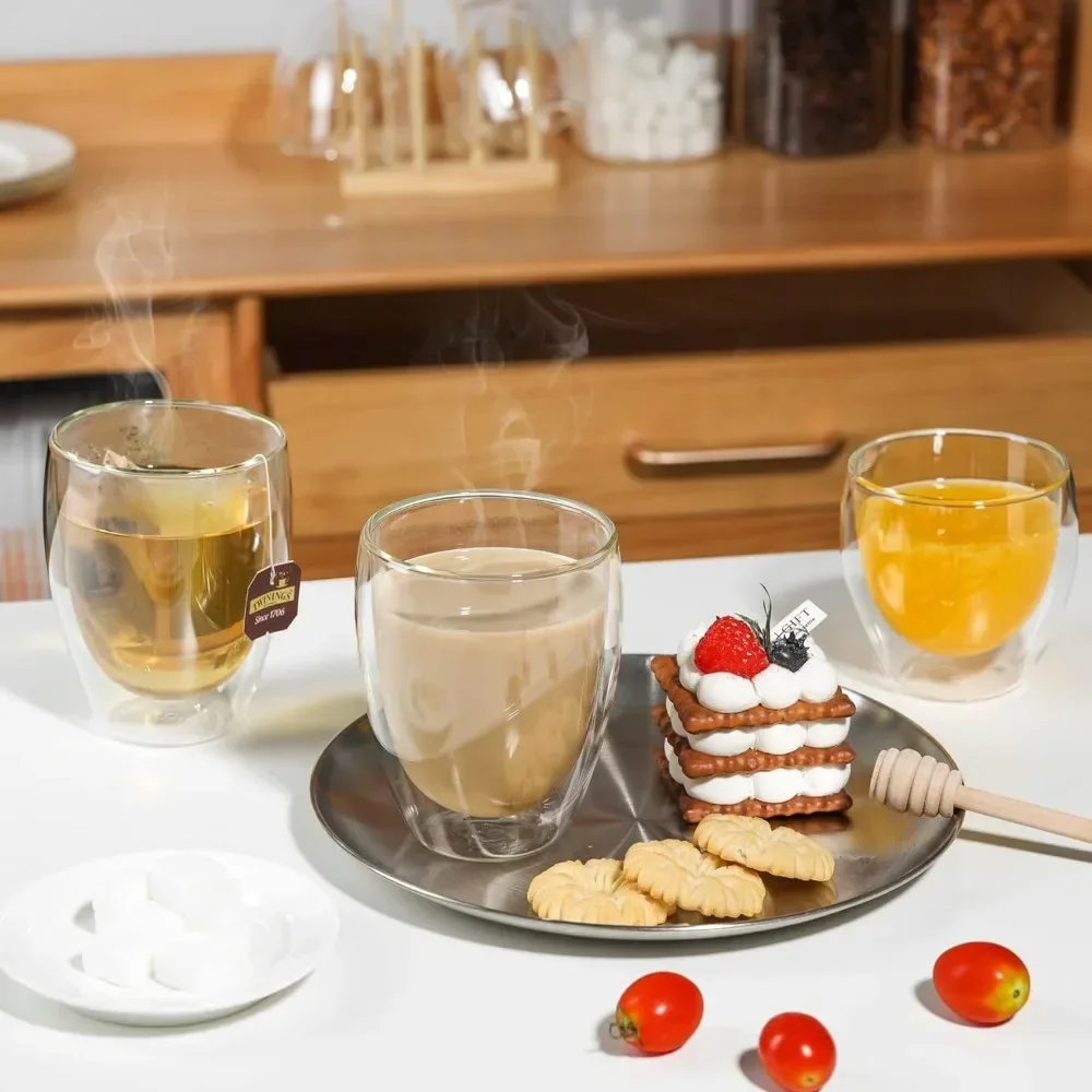 6 個のクリア二重壁ガラスコーヒーマグ 80 ミリリットル/ - Double Wall Mug のレビューと価格
