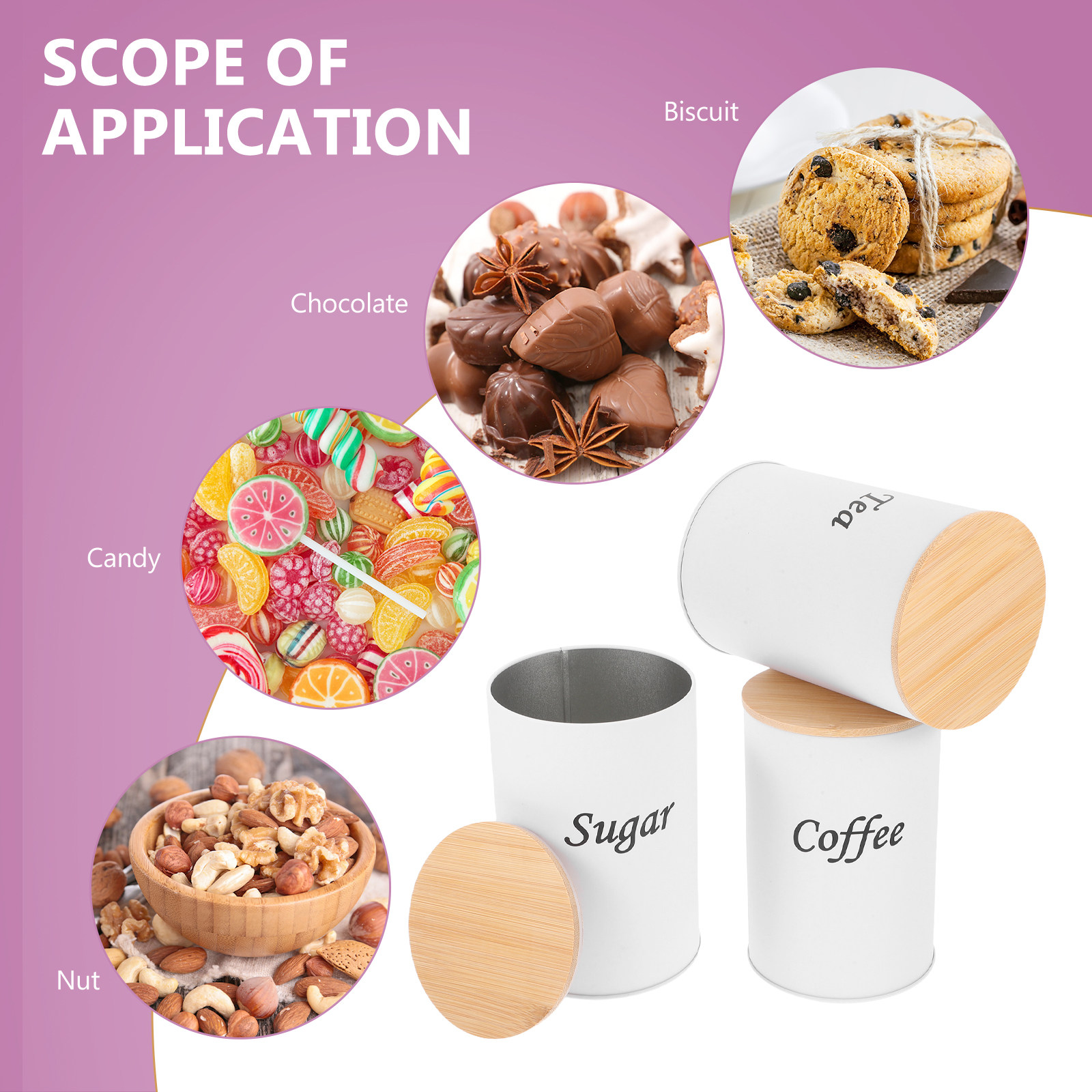 3個セット 密閉丸型キャニスター 亜鉛メッキ鉄製 竹製蓋付き - Coffee Tea And Bean のレビューと価格
