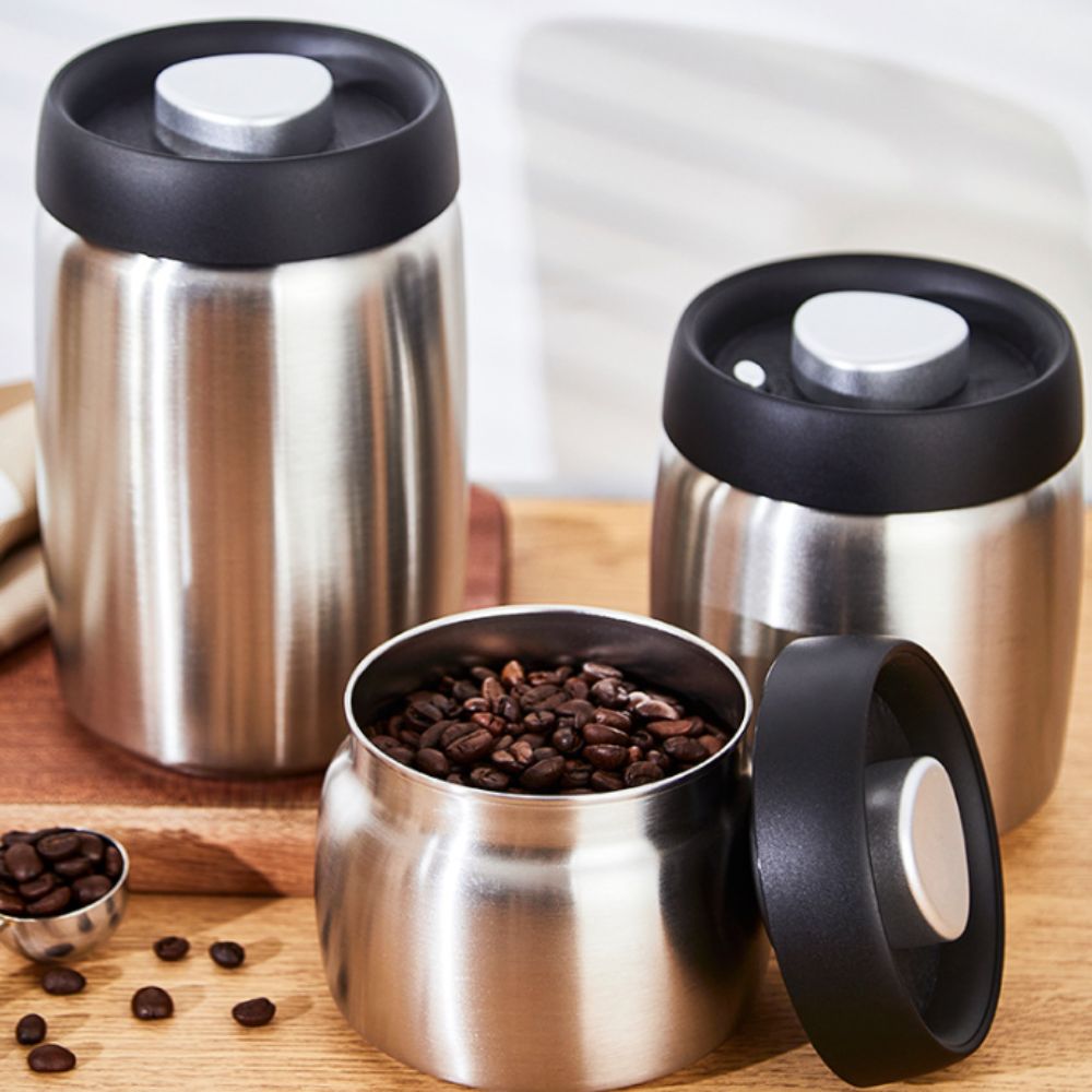 304ステンレス製コーヒー豆真空密封容器、鮮度保持、防湿茶葉 - Coffee Tea Exchange のレビューと価格
