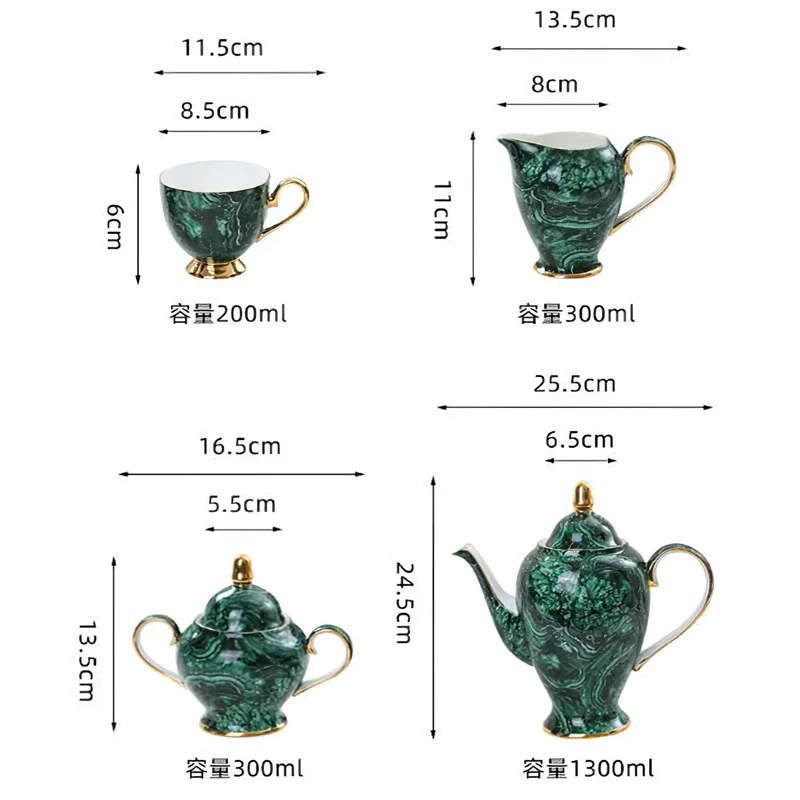 骨灰磁器ティーポット,金と緑の象眼細工,コーヒーカップ,セラ - Coffee Tea Sugar のレビューと価格