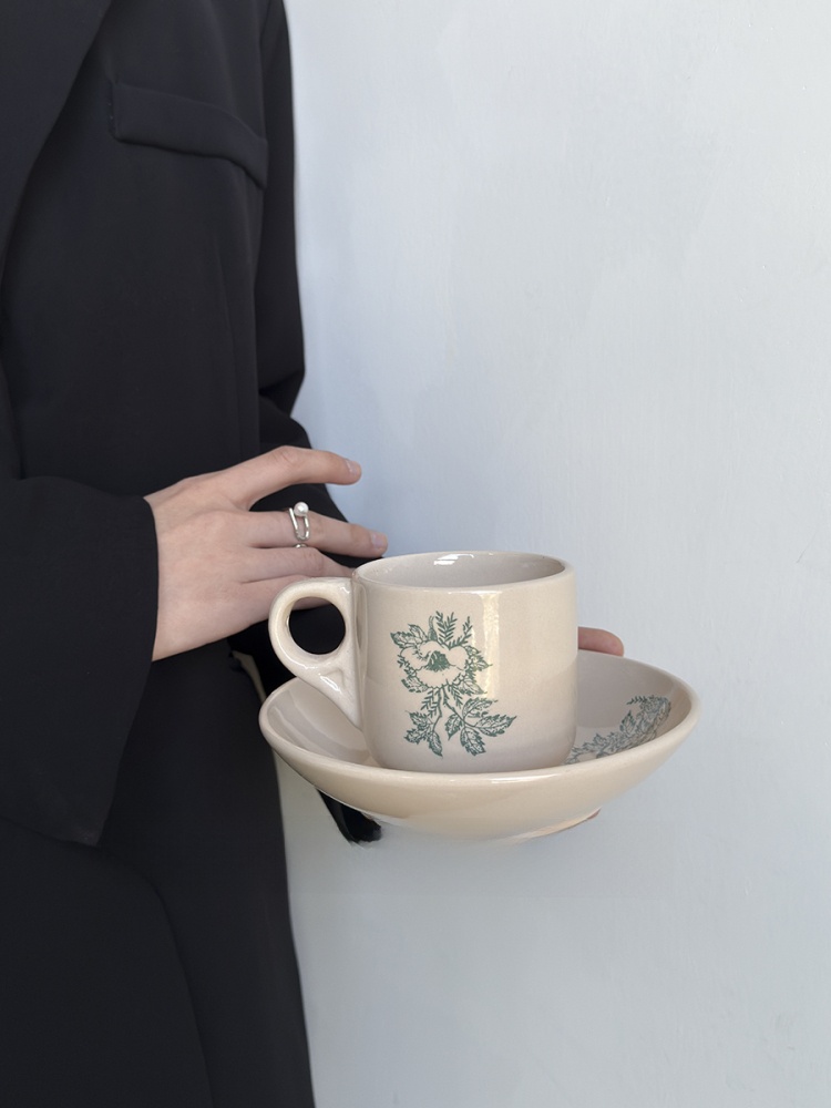 限定版ヴィンテージ春の緑の葉模様セラミックコーヒーカップアフ - Coffee Tea And Leaf のレビューと価格