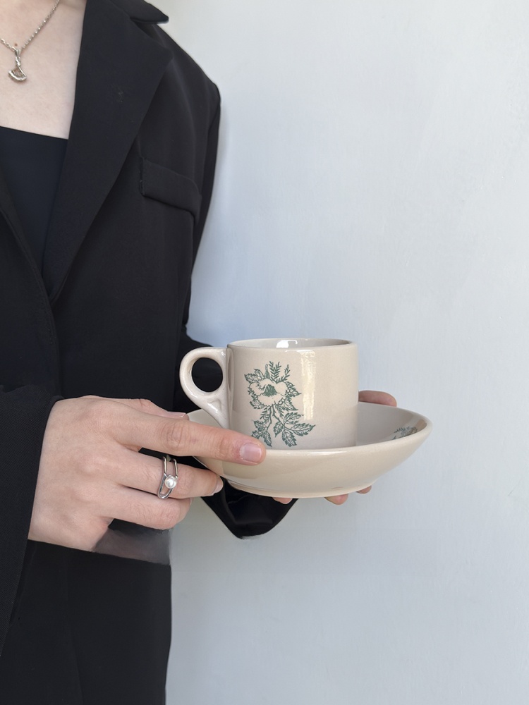 限定版ヴィンテージ春の緑の葉模様セラミックコーヒーカップアフ - Coffee Tea And Leaf のレビューと価格