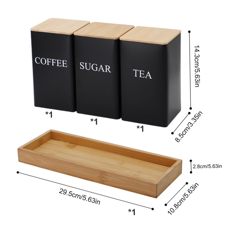 3個セット 茶葉・コーヒー・砂糖用キャニスターセット トレイ - Coffee Tea And Sugar Canister Set のレビューと価格