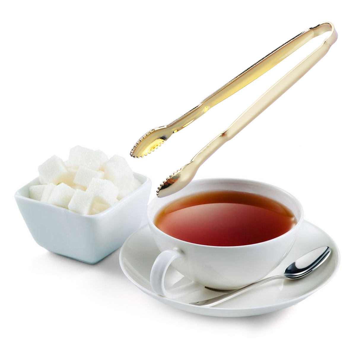 2個入りステンレス製角砂糖トング、金メッキミニサービングトン - Coffee Tea Sugar のレビューと価格