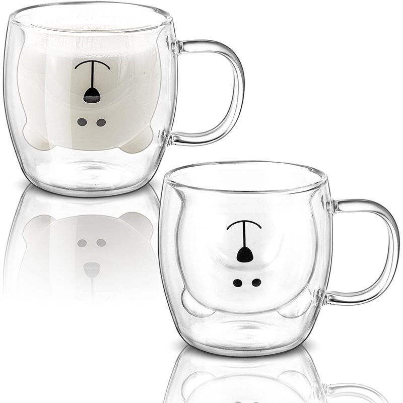 A76I-キュートベアデザイン 2個パック 二重壁断熱ガラス - Double Wall Mug のレビューと価格