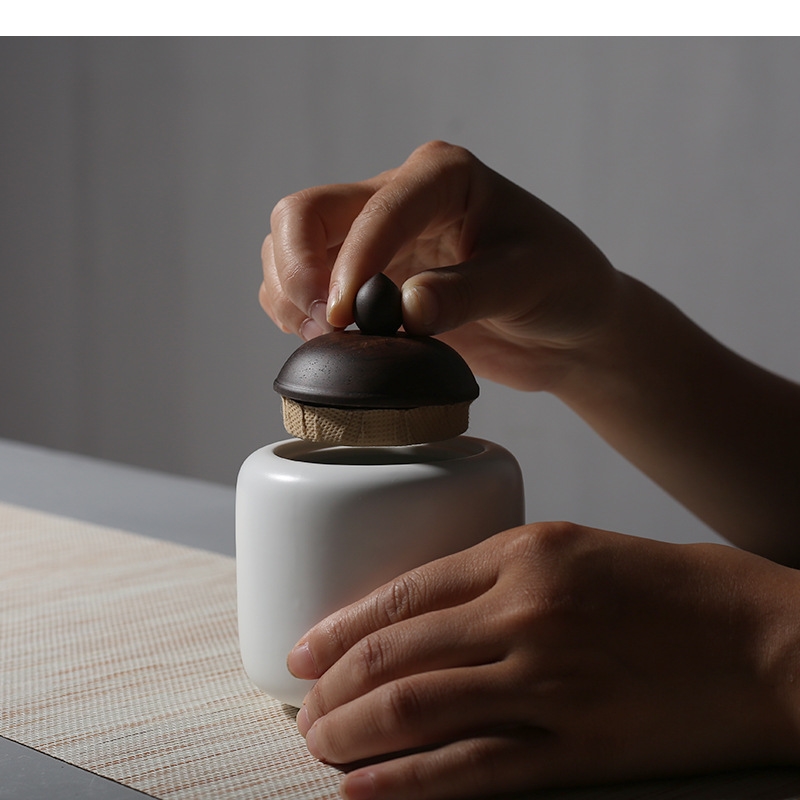 セラミックティーポット木製蓋磁器密封された保存容器オーガナイ - Coffee Tea Sugar のレビューと価格