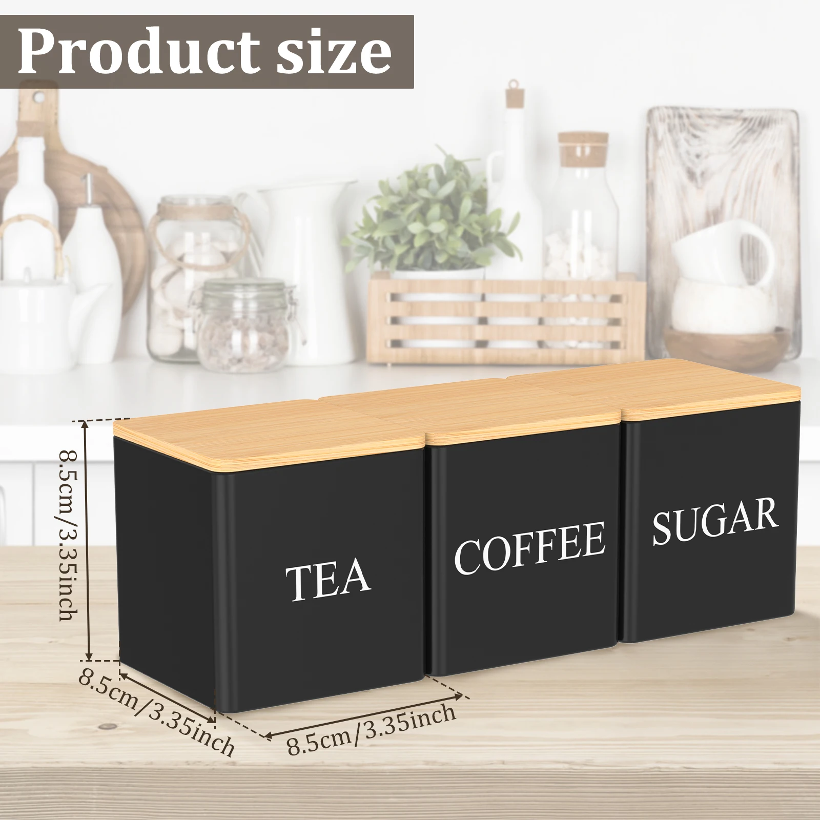 3個セット 500ml 茶葉・砂糖・コーヒー用キャニスター  - Coffee Tea And Sugar Canister Set のレビューと価格