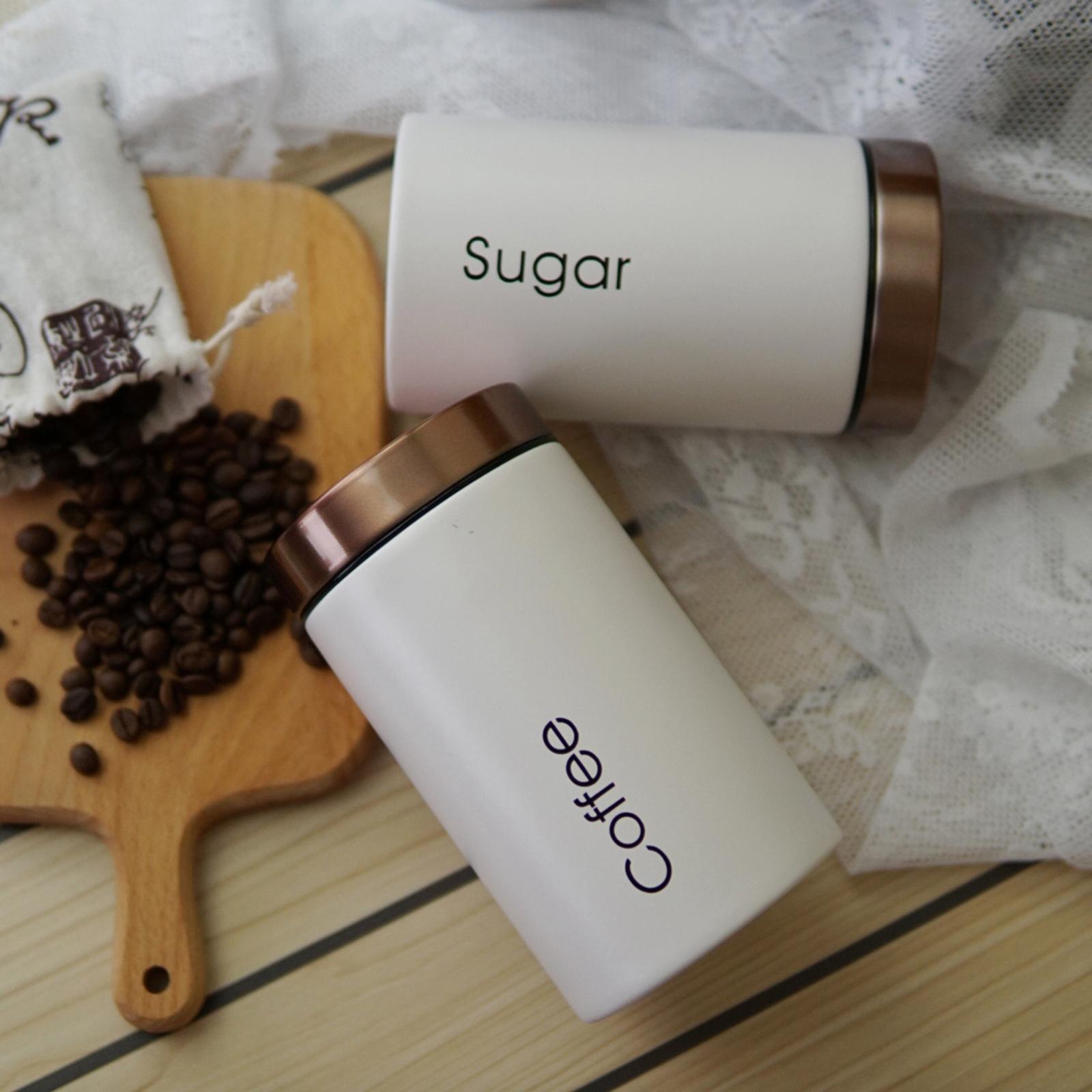 金属製食品保存容器セット、銅製アクセント蓋付き、気密キッチン - Coffee Tea And Sugar Canister Set のレビューと価格
