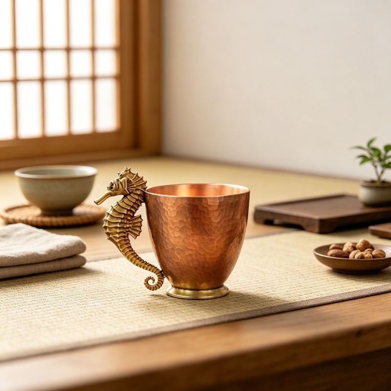 オリジナル銅製コーヒーマグ、タツノオトシゴの形をしたティーカ - Coffee Tea Meaning のレビューと価格