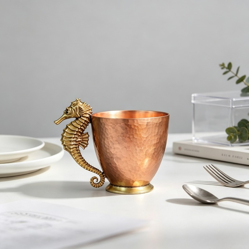 オリジナル銅製コーヒーマグ、タツノオトシゴの形をしたティーカ - Coffee Tea Meaning のレビューと価格