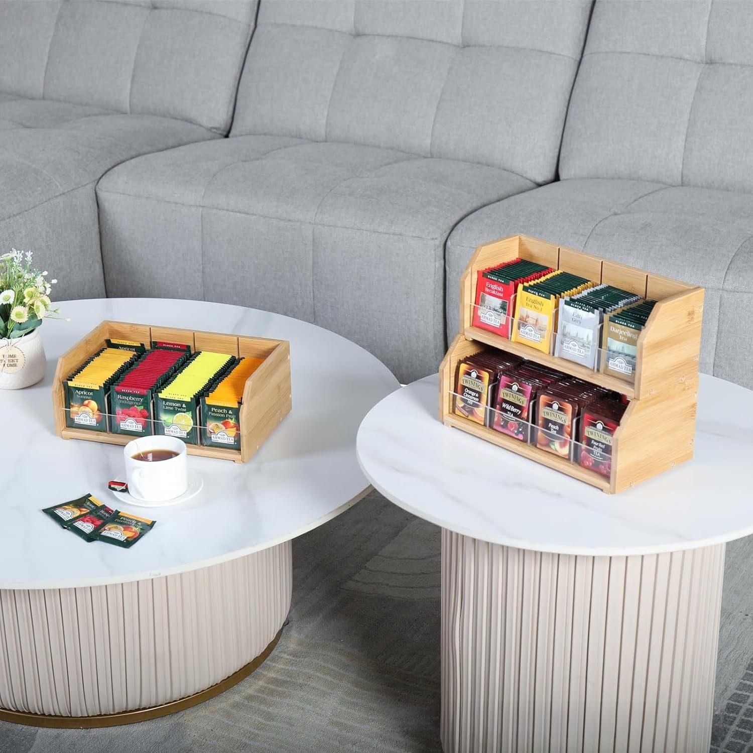 竹製ティーバッグ収納ボックス三層コーヒーバッグディスプレイラ - Coffee Tea Organizer のレビューと価格