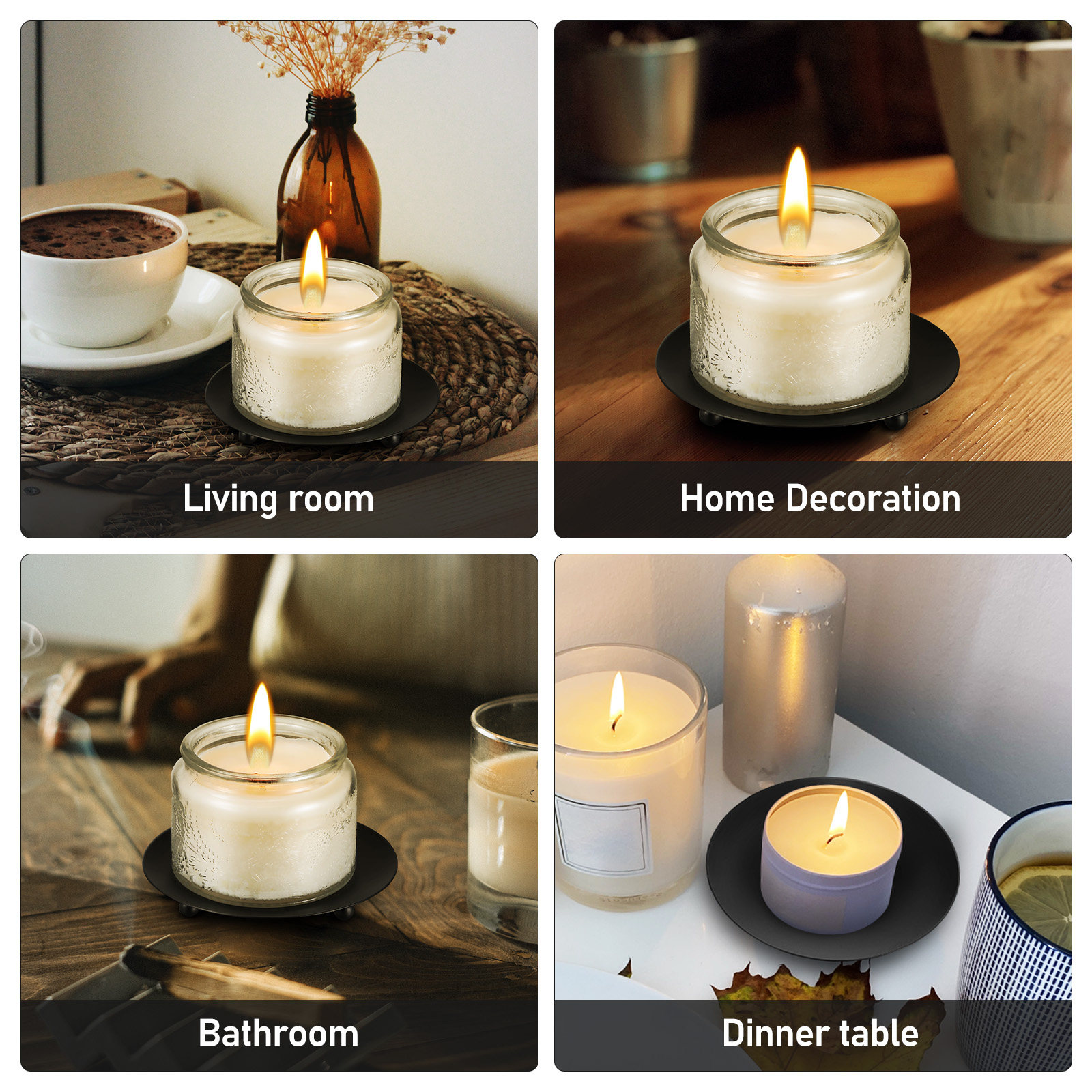 4個入り鉄製ホルダー ミニマリストラウンドプレート ティーラ - Coffee Tea Home のレビューと価格