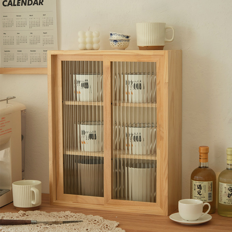無垢材デスクトップ収納ボックス防塵ティーセットコーヒーカップ - Coffee Tea Organizer のレビューと価格
