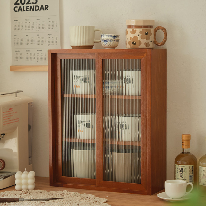 無垢材デスクトップ収納ボックス防塵ティーセットコーヒーカップ - Coffee Tea Organizer のレビューと価格