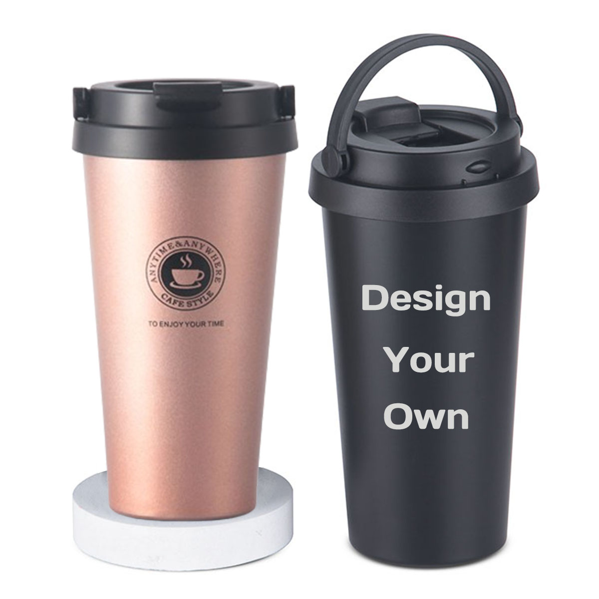 保温保冷トラベルコーヒーマグ 16オンス ステンレス鋼製タン - Double Wall Mug のレビューと価格
