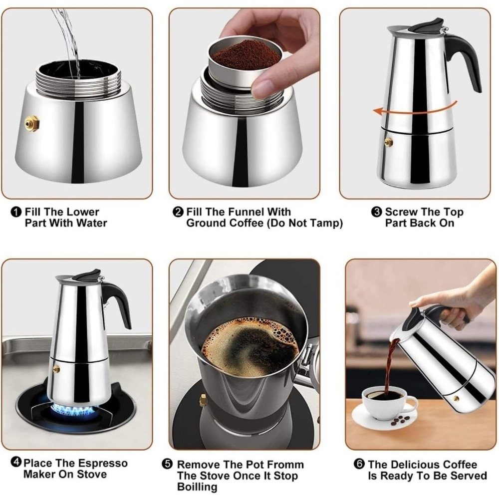 モカコーヒーポット ステンレス鋼エスプレッソポット コーヒー - Coffee Tea Home のレビューと価格